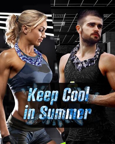 Zhanmai 12 Pcs Cooling Neck Wraps Cooling Neck Scarf Bandana Wrap Cooling Scarf Ice Cool Scarf for Men Women Labor Day (Camouflage Style) in Saudi Arabia