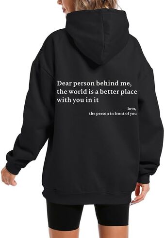 Dear Person Behind Me You Are Enough Hoodie for Women Teen Girls Oversized Aesthetic Graphic Sweatshirt Pullover Top in Saudi Arabia