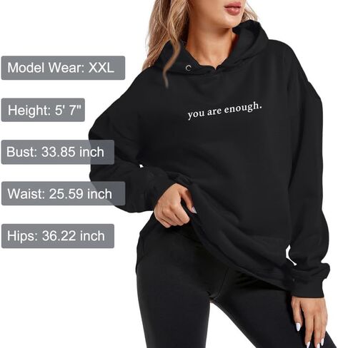 Dear Person Behind Me You Are Enough Hoodie for Women Teen Girls Oversized Aesthetic Graphic Sweatshirt Pullover Top in Saudi Arabia