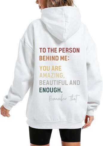 Dear Person Behind Me You Are Enough Hoodie for Women Teen Girls Oversized Aesthetic Graphic Sweatshirt Pullover Top in Saudi Arabia