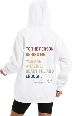 Dear Person Behind Me You Are Enough Hoodie for Women Teen Girls Oversized Aesthetic Graphic Sweatshirt Pullover Top in Saudi Arabia