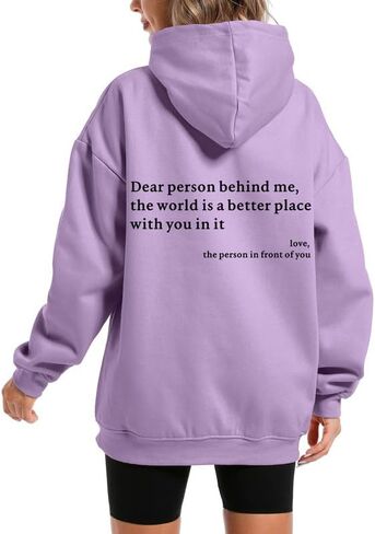 Dear Person Behind Me You Are Enough Hoodie for Women Teen Girls Oversized Aesthetic Graphic Sweatshirt Pullover Top in Saudi Arabia