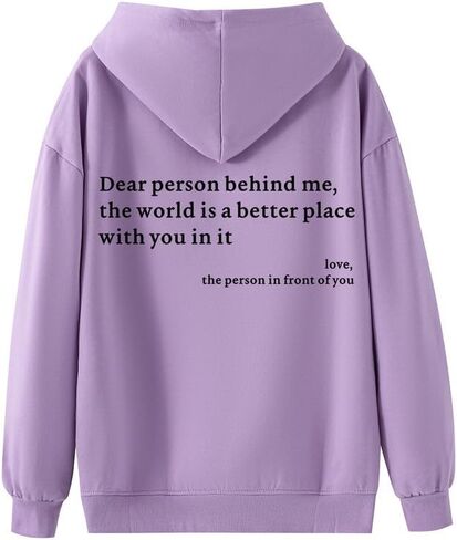 Dear Person Behind Me You Are Enough Hoodie for Women Teen Girls Oversized Aesthetic Graphic Sweatshirt Pullover Top in Saudi Arabia