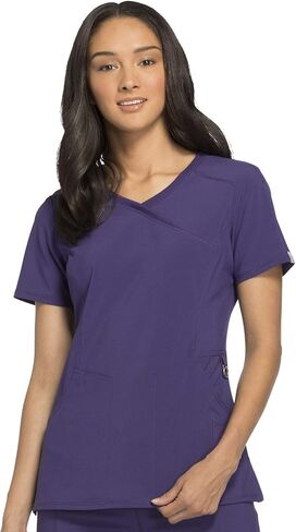 Cherokee Infinity Women Scrubs Set 2625A Mock Wrap Top & 1123A Straight Leg Drawstring Pant, Grape- S Top/S Pant in Saudi Arabia