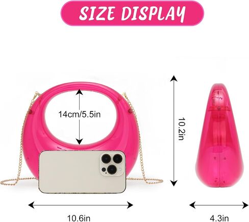 Fecialy Acrylic Evening Clutch Purse Women Metallic Moon Shape Bag Unique Top-handle Handbag for Wedding Party in Saudi Arabia