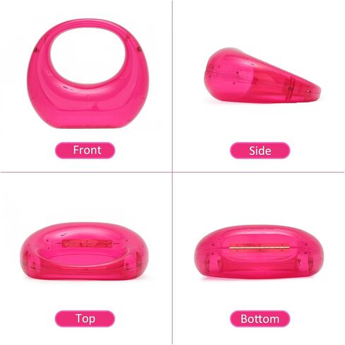 Fecialy Acrylic Evening Clutch Purse Women Metallic Moon Shape Bag Unique Top-handle Handbag for Wedding Party in Saudi Arabia