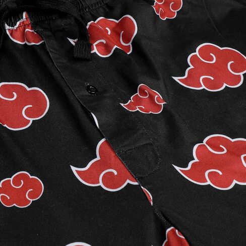 بنطال بيجامة نوم أسود للرجال من Bioworld Naruto Shippuden Akatsuki Cloud رمز AOP in Saudi Arabia