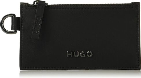 HUGO Men's Polished Logo Leather Zipper Card Holder in Saudi Arabia