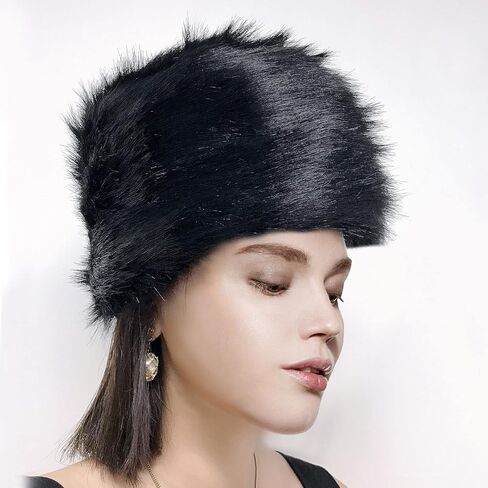 Phaiy Fluffy Russian Hat Women Faux Fur Hat for Winter Warm Outdoor Headband Comfy Cossack Style Hat in Saudi Arabia