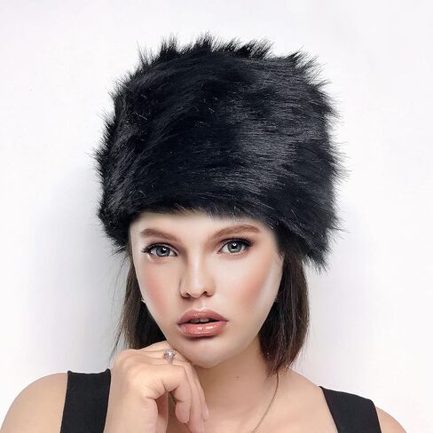 Phaiy Fluffy Russian Hat Women Faux Fur Hat for Winter Warm Outdoor Headband Comfy Cossack Style Hat in Saudi Arabia