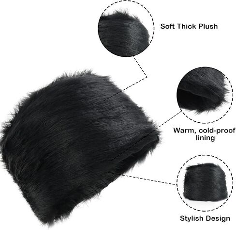 Phaiy Fluffy Russian Hat Women Faux Fur Hat for Winter Warm Outdoor Headband Comfy Cossack Style Hat in Saudi Arabia