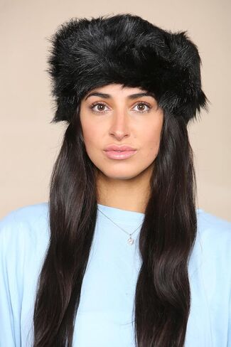 Loxdonz Womens Faux Fur Headband Winter Fluffy Earwarmer Earmuff Headbands (One Size, Black) in Saudi Arabia
