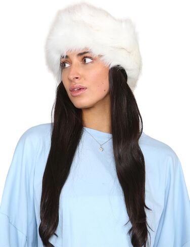 عصابة رأس Loxdonz للسيدات من الفرو الصناعي للشتاء، عصابات رأس لتدفئة الأذن (مقاس واحد، أسود) in Kuwait