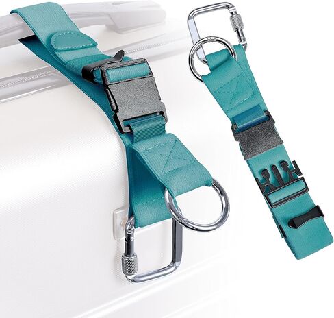 Luggage Straps Jacket Gripper with Square Carabiners & Ring Hooks Adjustable Baggage Suitcase Straps Belts Bag Travel Accessorie,Black in Saudi Arabia