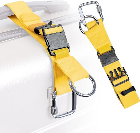 Luggage Straps Jacket Gripper with Square Carabiners & Ring Hooks Adjustable Baggage Suitcase Straps Belts Bag Travel Accessorie,Black in Saudi Arabia