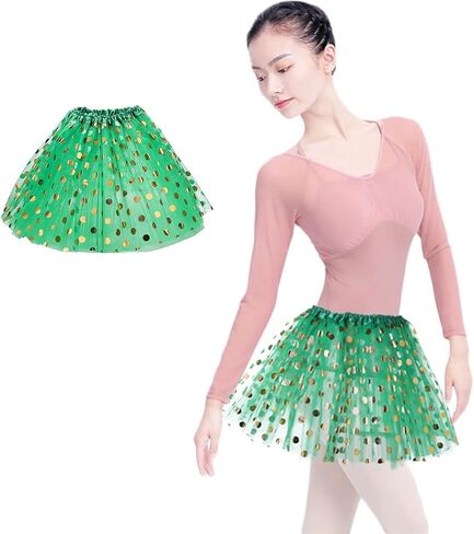 St. Patrick's Day Tutu Skirt Green Fluffy 3 Layer Ballet Skirt Clover Tutu Costumes for Women and Girls in Saudi Arabia