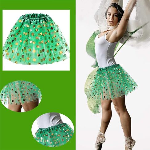 St. Patrick's Day Tutu Skirt Green Fluffy 3 Layer Ballet Skirt Clover Tutu Costumes for Women and Girls in Saudi Arabia