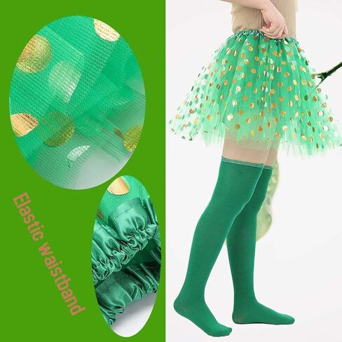 St. Patrick's Day Tutu Skirt Green Fluffy 3 Layer Ballet Skirt Clover Tutu Costumes for Women and Girls in Saudi Arabia