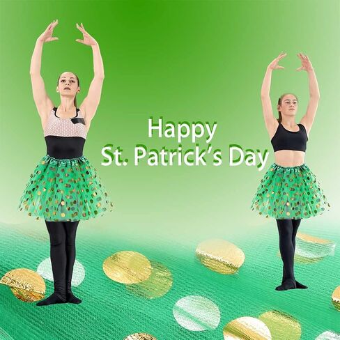 St. Patrick's Day Tutu Skirt Green Fluffy 3 Layer Ballet Skirt Clover Tutu Costumes for Women and Girls in Saudi Arabia