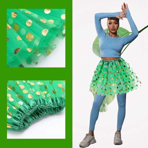 St. Patrick's Day Tutu Skirt Green Fluffy 3 Layer Ballet Skirt Clover Tutu Costumes for Women and Girls in Saudi Arabia