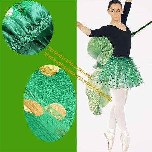 St. Patrick's Day Tutu Skirt Green Fluffy 3 Layer Ballet Skirt Clover Tutu Costumes for Women and Girls in Saudi Arabia