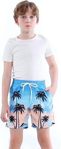 YIRONGWANG الأولاد ملابس السباحة جذوع الملاكم بطانة بسط ضغط هاواي شاطئ ملابس السباحة السراويل UPF 50 + سريعة الجافة 7-16 سنة in Kuwait