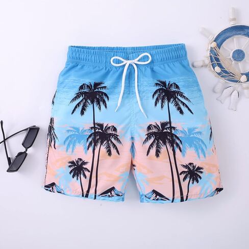 YIRONGWANG الأولاد ملابس السباحة جذوع الملاكم بطانة بسط ضغط هاواي شاطئ ملابس السباحة السراويل UPF 50 + سريعة الجافة 7-16 سنة in Kuwait