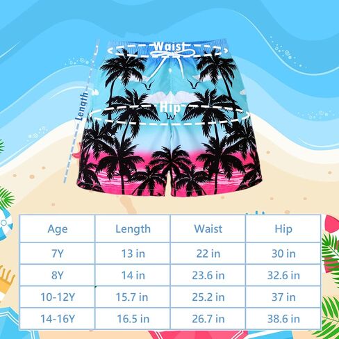 YIRONGWANG الأولاد ملابس السباحة جذوع الملاكم بطانة بسط ضغط هاواي شاطئ ملابس السباحة السراويل UPF 50 + سريعة الجافة 7-16 سنة in Kuwait