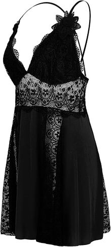 LINGERLOVE Plus Size Lingerie for Women Sexy V Neck babydoll Chemises Lace Mesh Nightgown M-4XL in Saudi Arabia