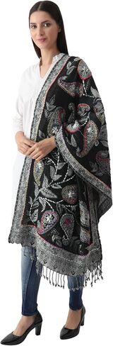 100% LAMB WOOL THICK, HAND EMBROIDERED BEAUTIFUL PAISLEY & FLORAL LARGE, WARM PASHMINA, SCARF, STOLE, WRAP in Saudi Arabia