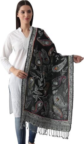 100% LAMB WOOL THICK, HAND EMBROIDERED BEAUTIFUL PAISLEY & FLORAL LARGE, WARM PASHMINA, SCARF, STOLE, WRAP in Saudi Arabia