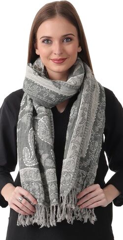 100% LAMB WOOL THICK, HAND EMBROIDERED BEAUTIFUL PAISLEY & FLORAL LARGE, WARM PASHMINA, SCARF, STOLE, WRAP in Saudi Arabia