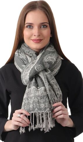 100% LAMB WOOL THICK, HAND EMBROIDERED BEAUTIFUL PAISLEY & FLORAL LARGE, WARM PASHMINA, SCARF, STOLE, WRAP in Saudi Arabia