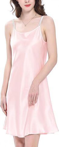 ثوب نوم حريري 100% من LilySilk للنساء 19 ملم حرير التوت قصير قميص نوم مثير للسيدات، وردي S in Kuwait