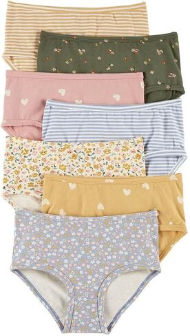 Carter's Girls' Little 7-Pack Underwear (Floral/Stripes/Hearts, 10-12) in Saudi Arabia