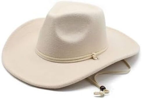 Vireline – Beige Plain Felt Cowboy & Cowgirl Hat for Men, Women, and Teens, Cowgirl Costume Hat, Straw Hat, Women Men Retro Felt Wide Brim hat. in Saudi Arabia