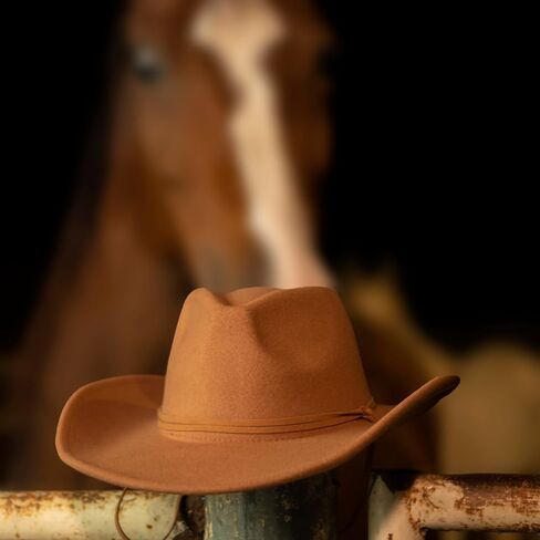 Vireline – Beige Plain Felt Cowboy & Cowgirl Hat for Men, Women, and Teens, Cowgirl Costume Hat, Straw Hat, Women Men Retro Felt Wide Brim hat. in Saudi Arabia