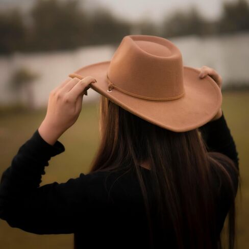 Vireline – Beige Plain Felt Cowboy & Cowgirl Hat for Men, Women, and Teens, Cowgirl Costume Hat, Straw Hat, Women Men Retro Felt Wide Brim hat. in Saudi Arabia