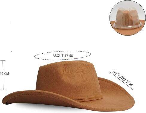 Vireline – Beige Plain Felt Cowboy & Cowgirl Hat for Men, Women, and Teens, Cowgirl Costume Hat, Straw Hat, Women Men Retro Felt Wide Brim hat. in Saudi Arabia