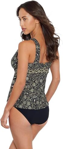 ملابس السباحة النسائية Montague Camellia Soft Cup Tankini Top، أسود/متعدد، 12 in Kuwait