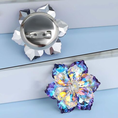 Shining Crystal Flower Brooch for Women, Flower Shaped Brooch Pin Rhinestone Crystal Flower Lapel Pin Flower Brooch for Coats Jackets Sweaters Accessories in Saudi Arabia