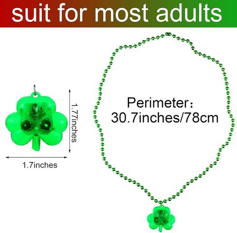 Hicarer 4 Pieces Light Up Shamrock Necklace St Patrick's Day Necklace Green Beaded Necklace in Saudi Arabia