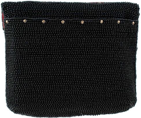 Mary Frances Big Heart Beaded Crossbody Clutch Handbag, Black in Saudi Arabia