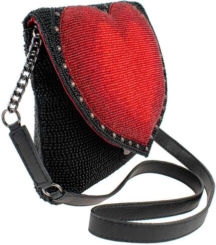 Mary Frances Big Heart Beaded Crossbody Clutch Handbag, Black in Saudi Arabia