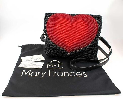 Mary Frances Big Heart Beaded Crossbody Clutch Handbag, Black in Saudi Arabia