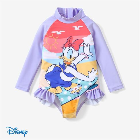 Disney Frozen Elsa Stitch Moana Bathing Suit Girls Swimsuit One Piece Swim Suits Long Sleeve UPF 50+ Rash Guard Swimwear in Saudi Arabia