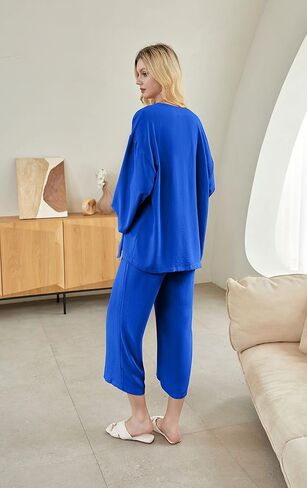 طقم ملابس نسائي مكون من قطعتين من Askdan من الكتان سروال عالي الخصر سترة كبيرة الحجم 2023 مجموعة العطلات العصرية in Kuwait