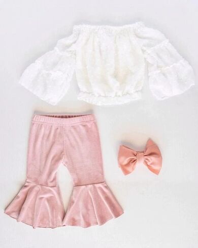 Bailey's Blossoms Lina Pleated Velour Bell Bottom Pants Infant/Toddler in Kuwait