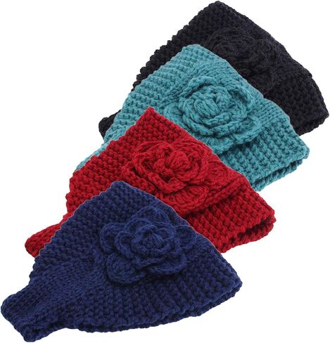 Handmade Crochet Flower Headwrap Knit Headband Women Warmer Ear Wool Wide Turban Hairband Bandage in Saudi Arabia