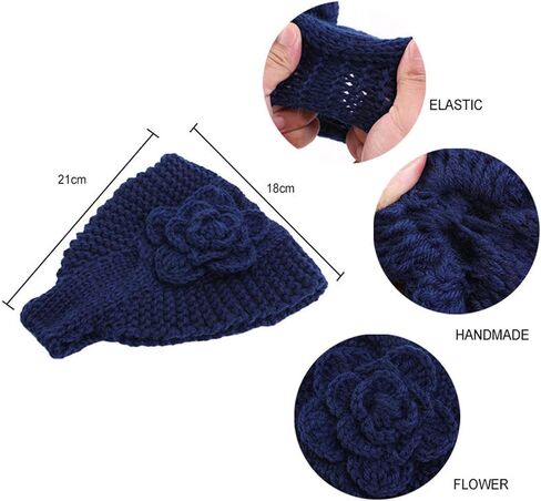 Handmade Crochet Flower Headwrap Knit Headband Women Warmer Ear Wool Wide Turban Hairband Bandage in Saudi Arabia
